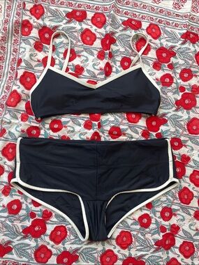 Prana Classic Black & Cream Contrast Bikini Set - XSmall and Medium